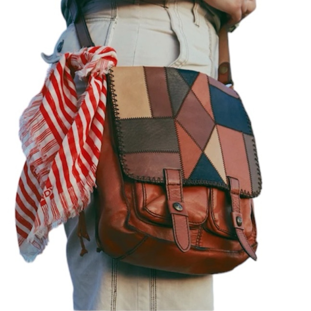Patricia Nash Patchwork Armeno Leather Messenger Crossbody.